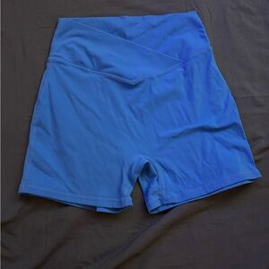 Blue cross over biker shorts
